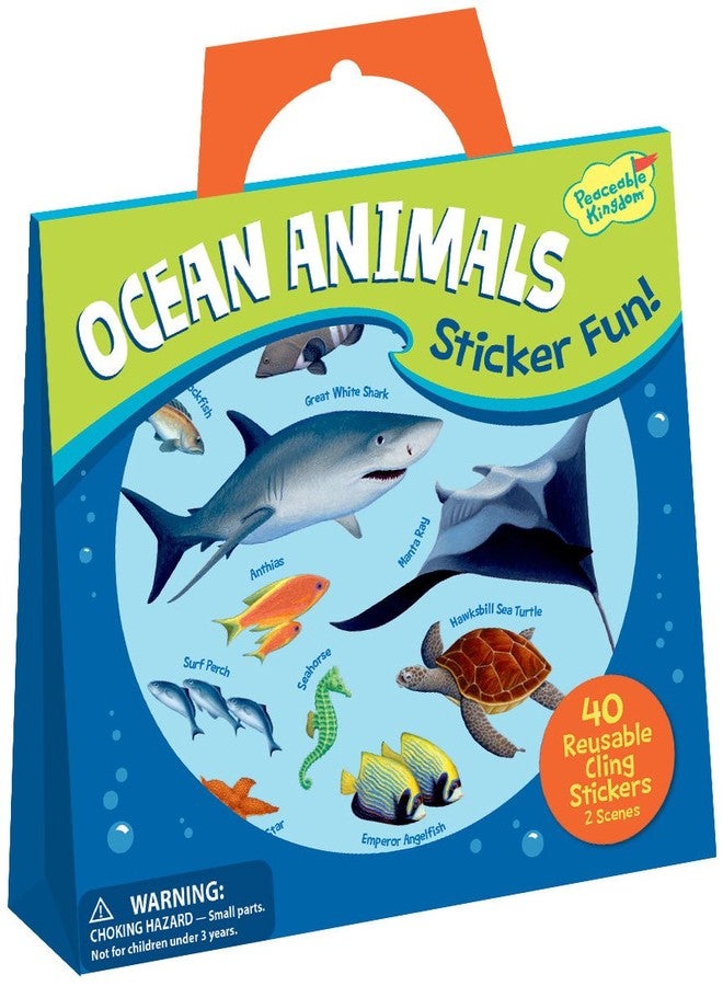 Peaceable Kingdom Sticker Fun! Ocean Animals Reusable Sticker Tote - Image 1